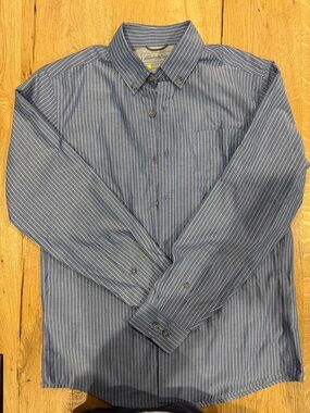 Eddie Bauer Blue and White Pinstripe Button-Down Shirt